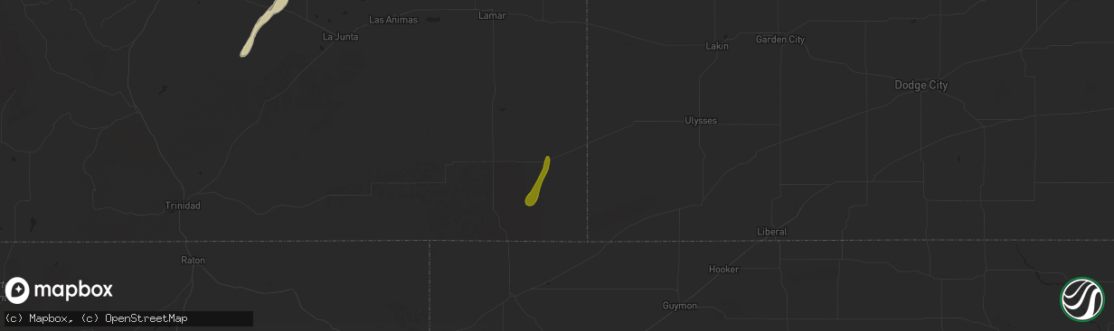 Hail map in Walsh, CO on October 2, 2023