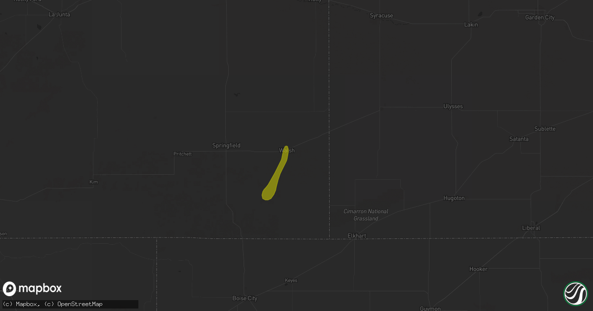 Hail map in Walsh, CO on October 2, 2023