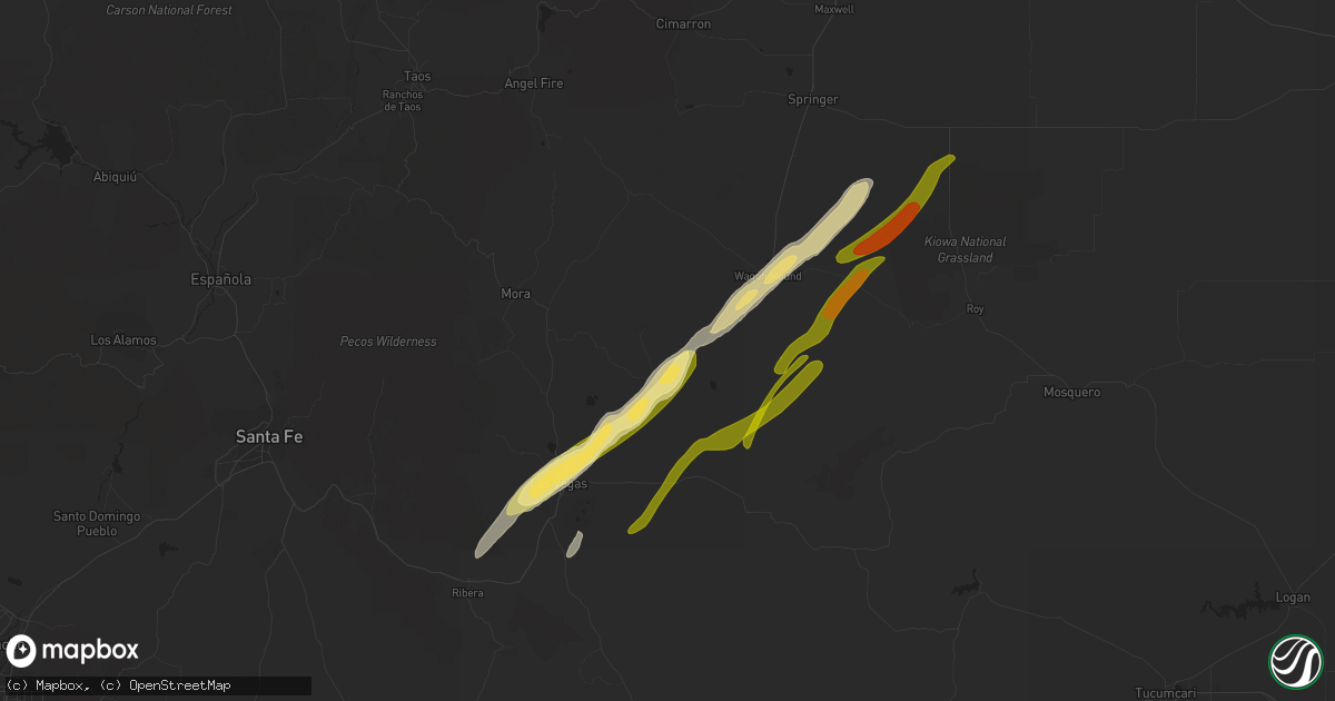 Hail map in Watrous, NM on October 2, 2023