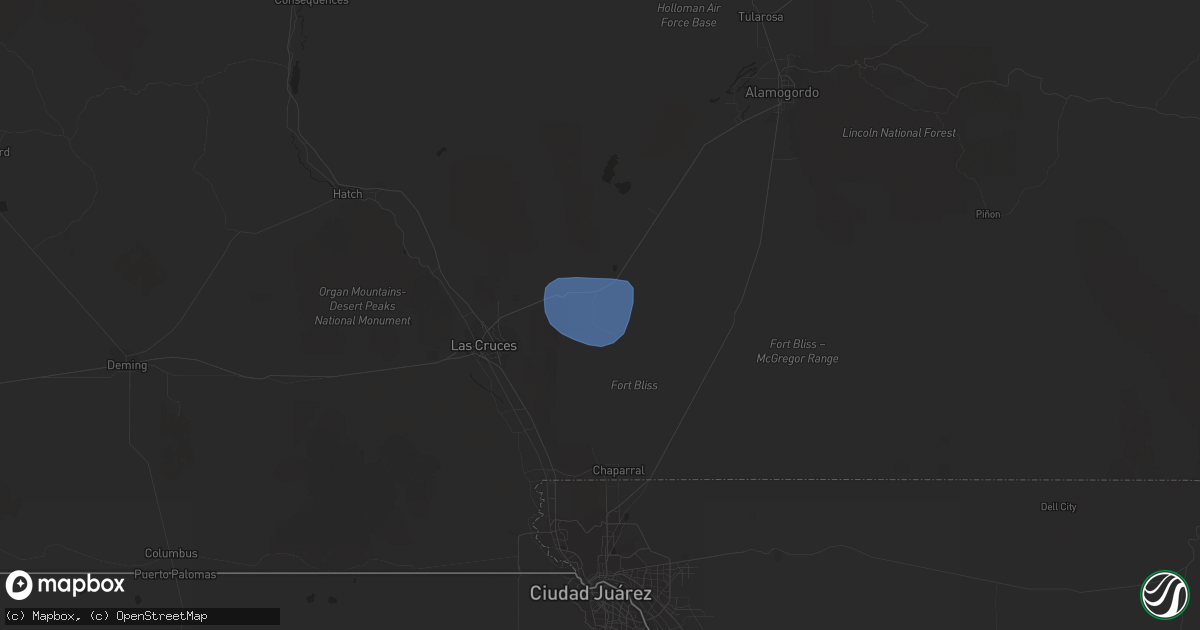 Hail map in White Sands Missile Range, NM on October 2, 2023