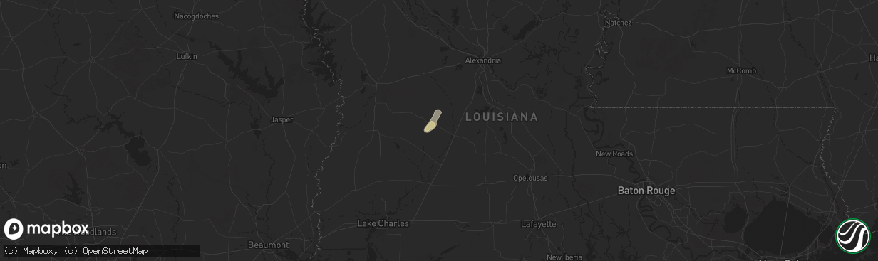 Hail map in Elizabeth, LA on October 2, 2025