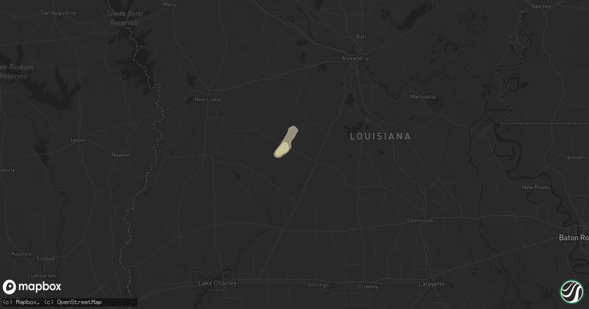 Hail map in Elizabeth, LA on October 2, 2025