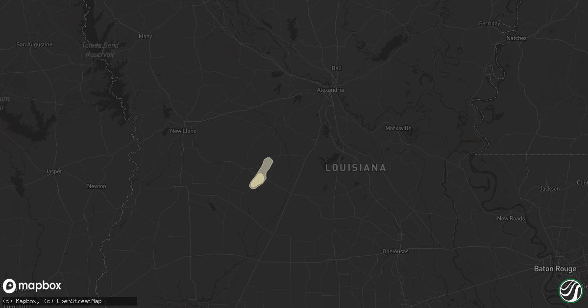 Hail map in Glenmora, LA on October 2, 2025