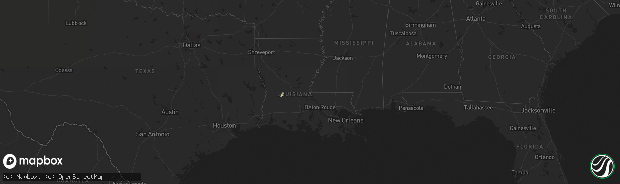 Hail map in Louisiana on October 2, 2025
