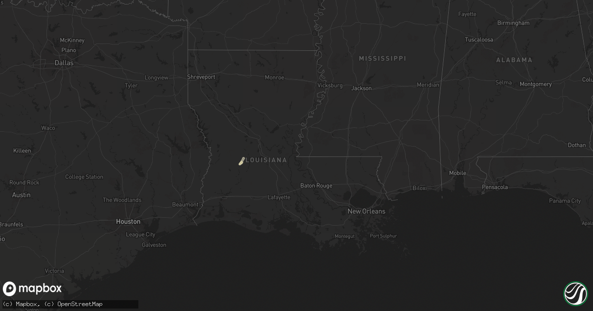 Hail map in Louisiana on October 2, 2025