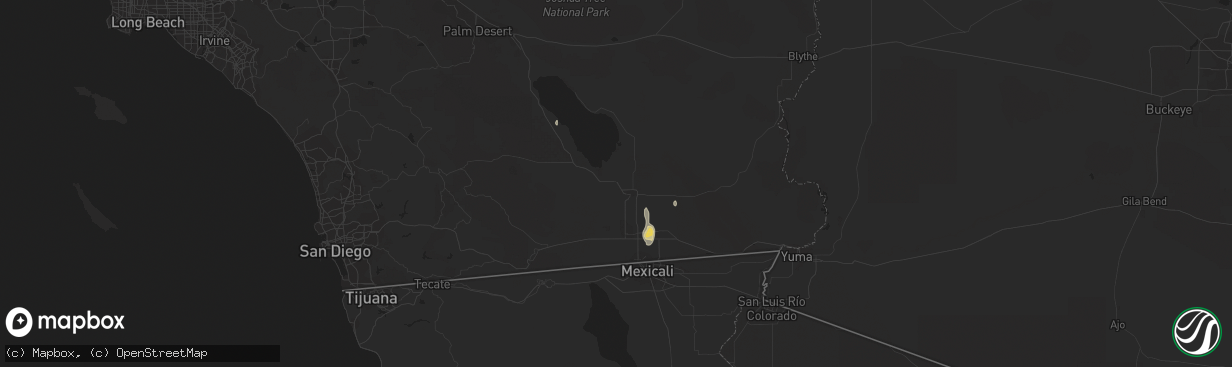 Hail map in Brawley, CA on October 3, 2011