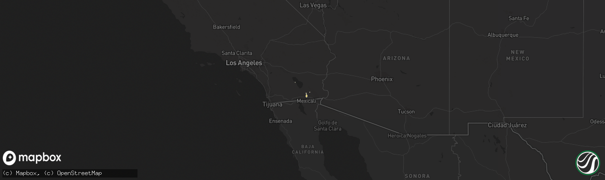 Hail map in California on October 3, 2011