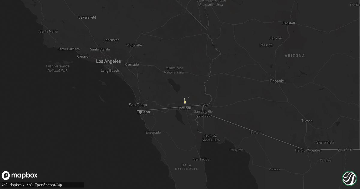Hail map in California on October 3, 2011