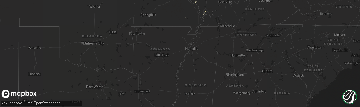 Hail map in Louisiana on October 3, 2012