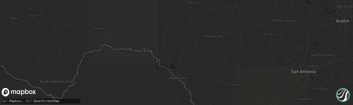 Hail map in Del Rio, TX on October 3, 2015