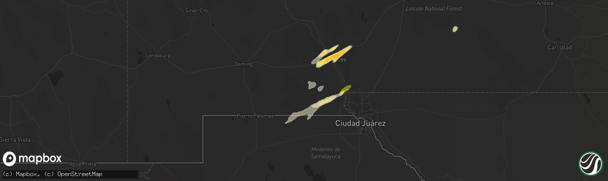 Hail map in La Mesa, NM on October 3, 2015