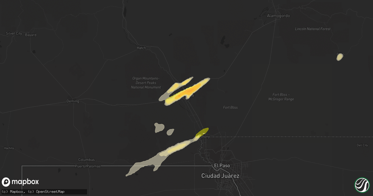 Hail map in Las Cruces, NM on October 3, 2015