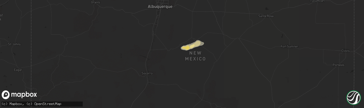Hail map in Mountainair, NM on October 3, 2015