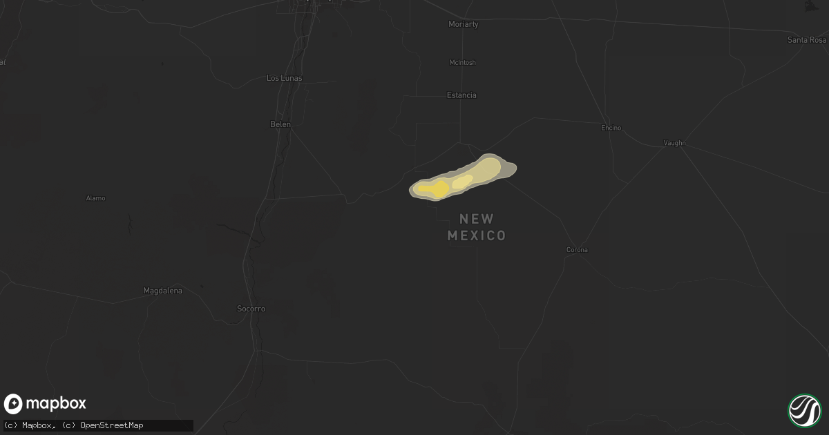 Hail map in Mountainair, NM on October 3, 2015