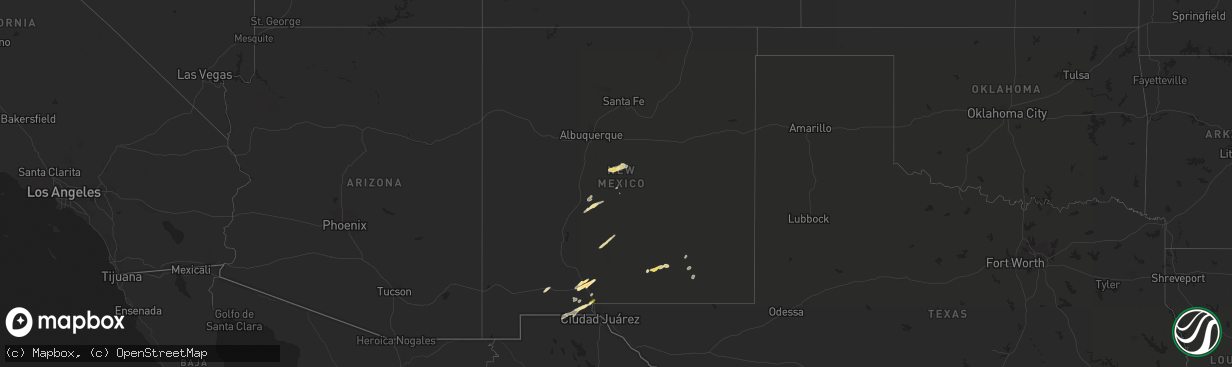 Hail map in New Mexico on October 3, 2015