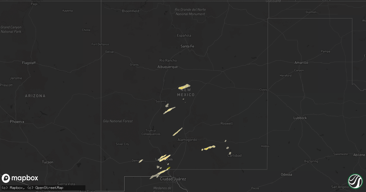Hail map in New Mexico on October 3, 2015