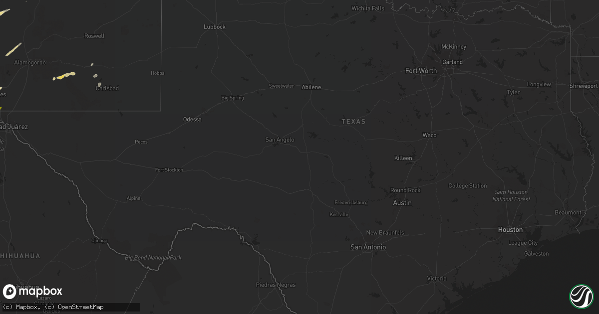 Hail map in Texas on October 3, 2015