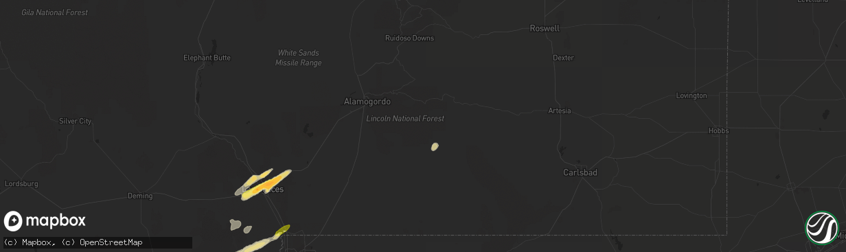 Hail map in Weed, NM on October 3, 2015