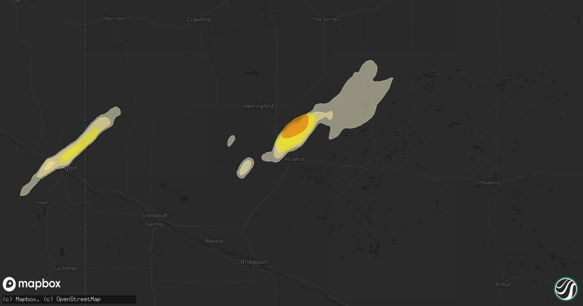 Hail map in Alliance, NE on October 3, 2016