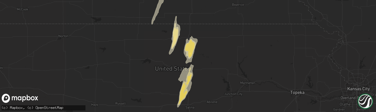 Hail map in Concordia, KS on October 3, 2016