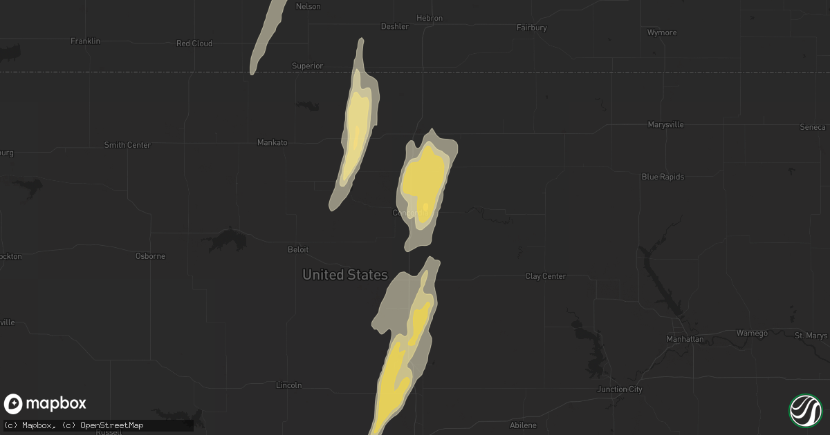 Hail map in Concordia, KS on October 3, 2016