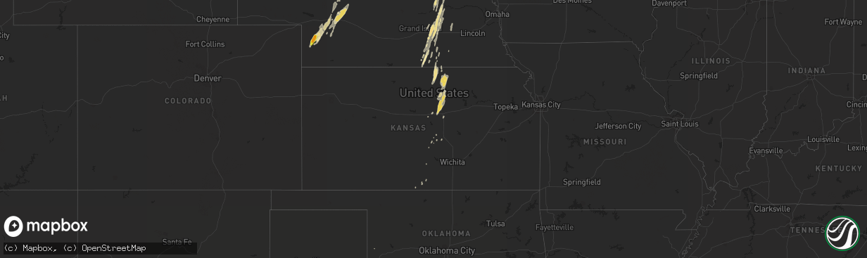 Hail map in Kansas on October 3, 2016