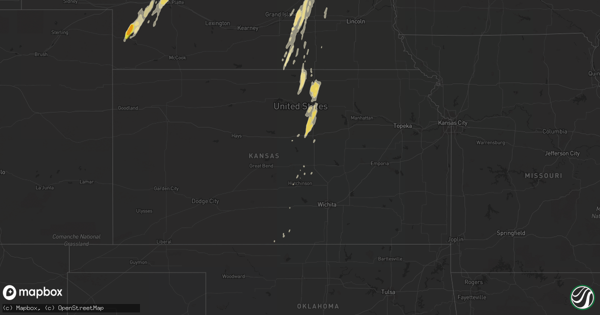 Hail map in Kansas on October 3, 2016