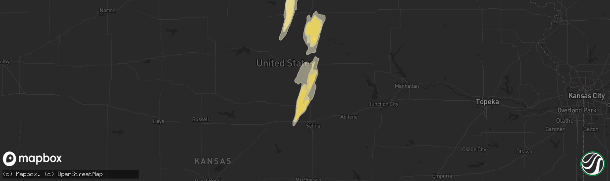 Hail map in Minneapolis, KS on October 3, 2016