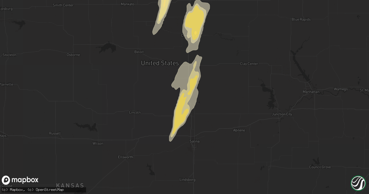 Hail map in Minneapolis, KS on October 3, 2016