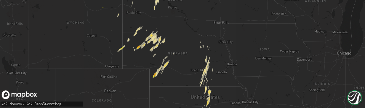 Hail map in Nebraska on October 3, 2016