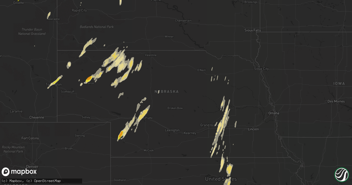 Hail map in Nebraska on October 3, 2016