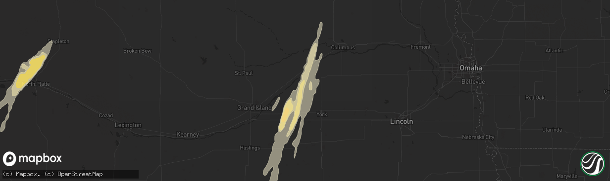 Hail map in Polk, NE on October 3, 2016