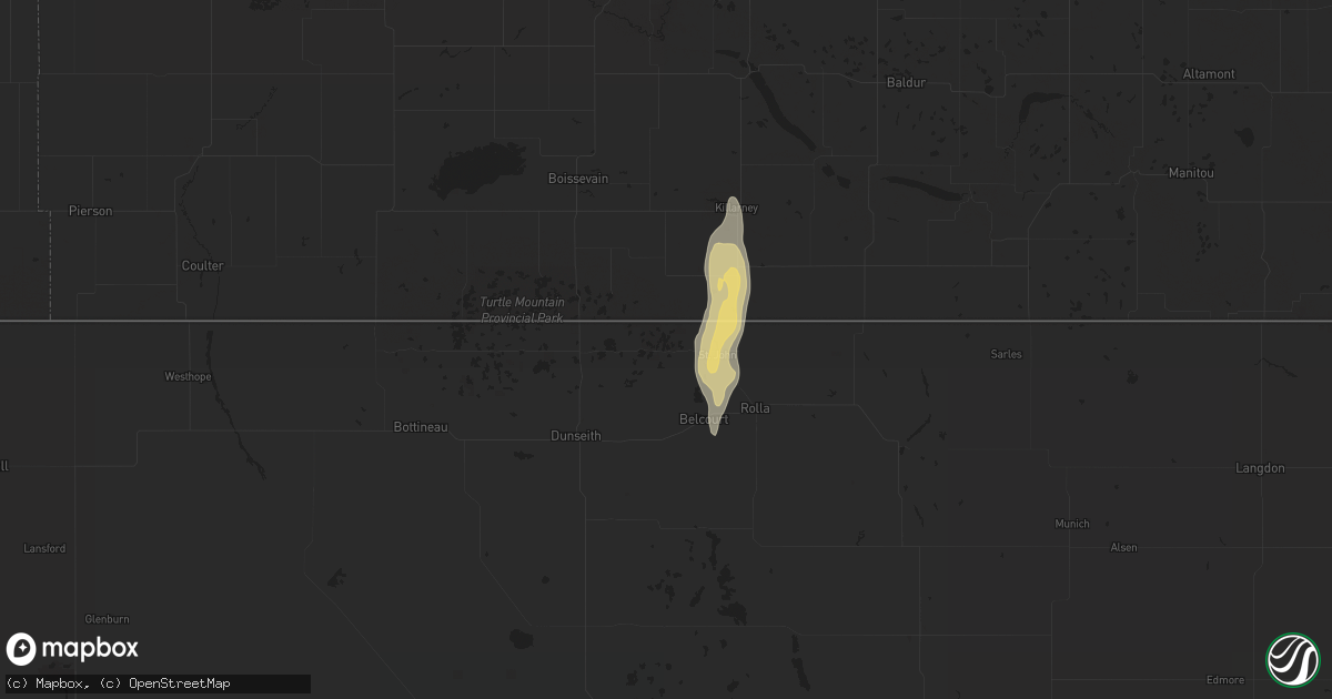 Hail map in Saint John, ND on October 3, 2016
