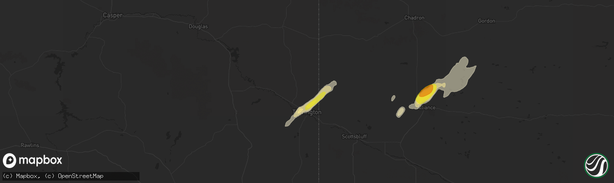 Hail map in Torrington, WY on October 3, 2016