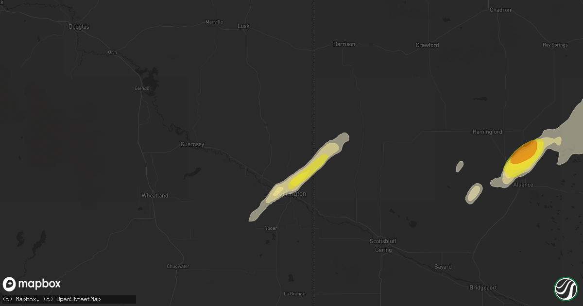 Hail map in Torrington, WY on October 3, 2016
