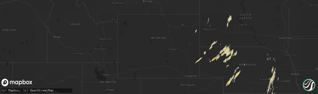 Hail map in Wyoming on October 3, 2016