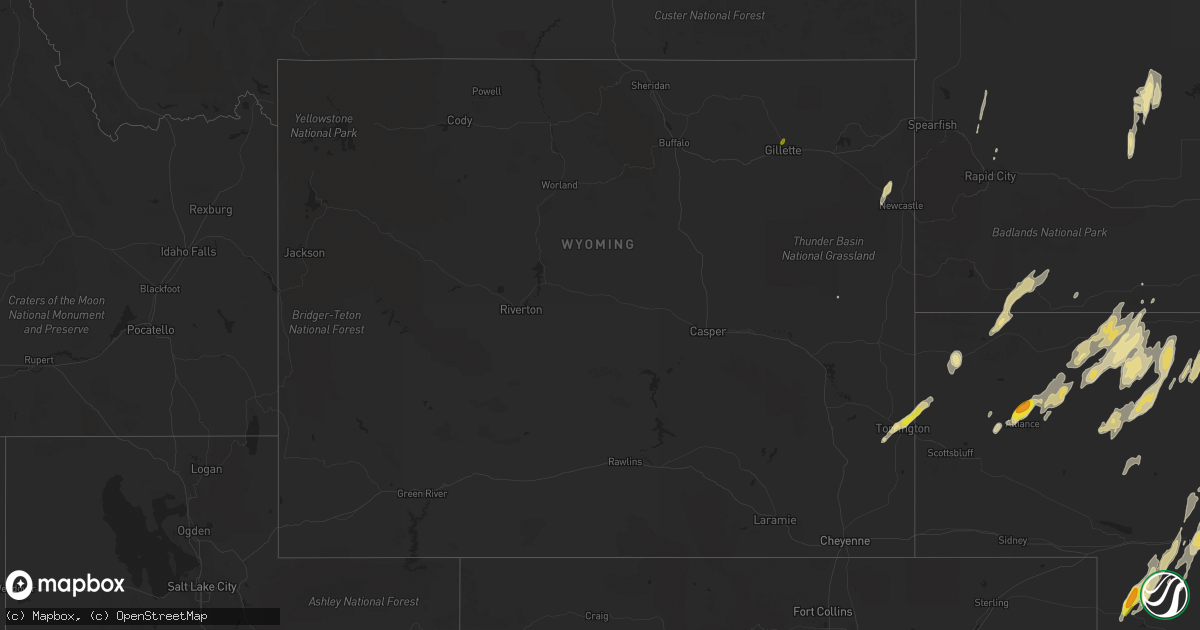 Hail map in Wyoming on October 3, 2016