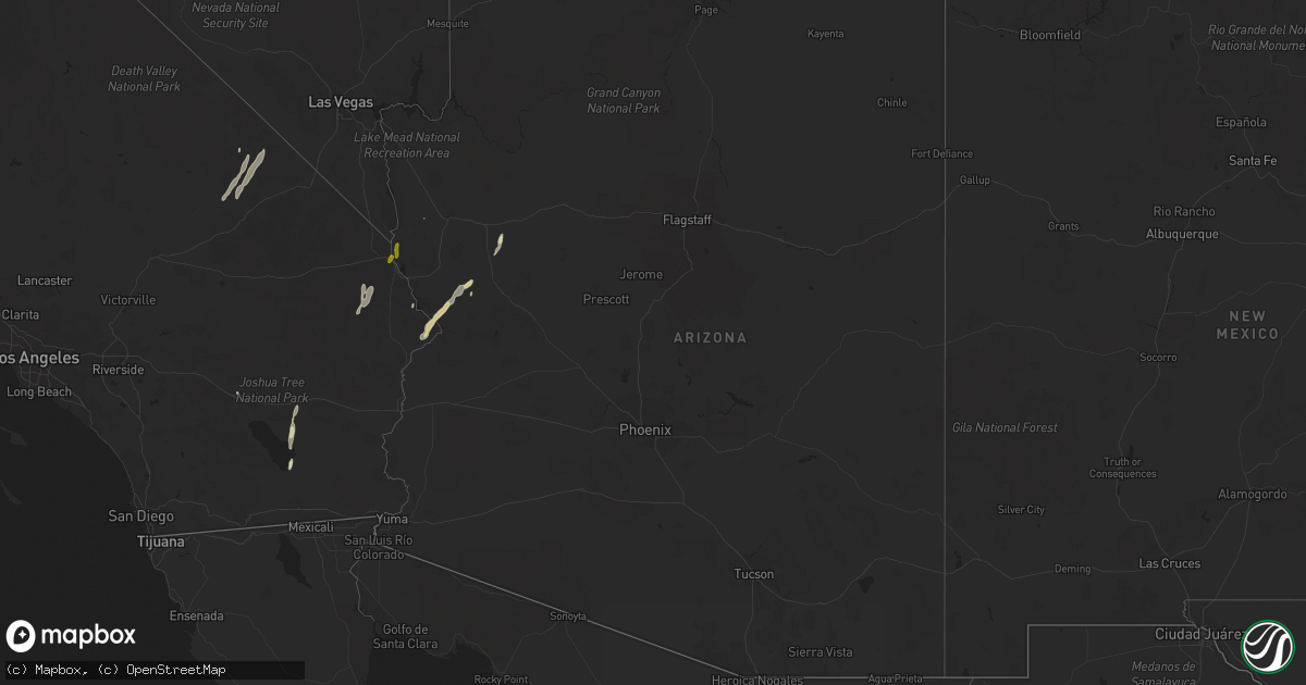 Hail map in Arizona on October 3, 2018