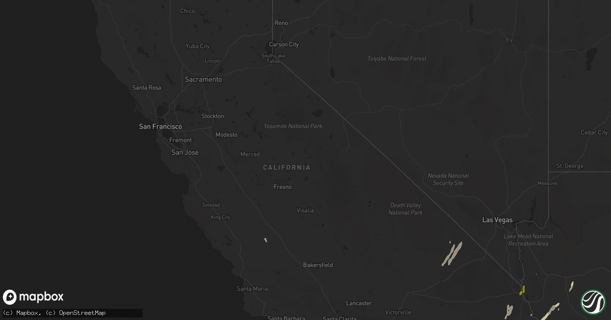 Hail map in California on October 3, 2018