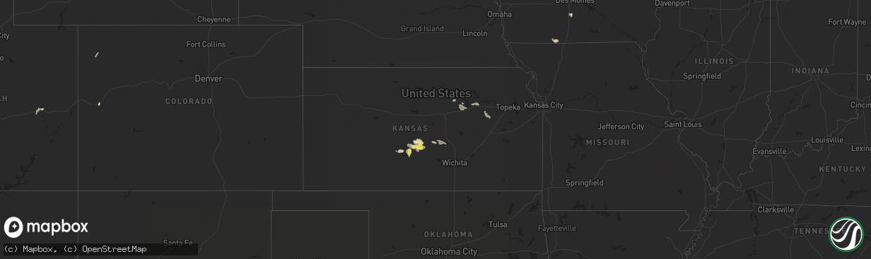 Hail map in Kansas on October 3, 2018