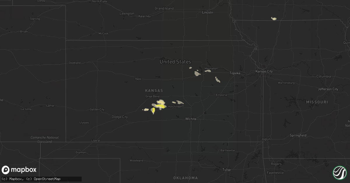Hail map in Kansas on October 3, 2018