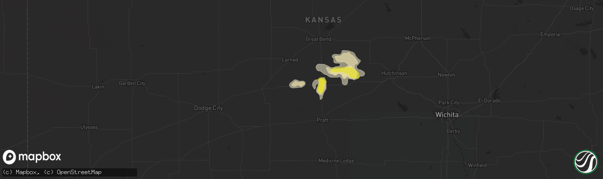 Hail map in Macksville, KS on October 3, 2018