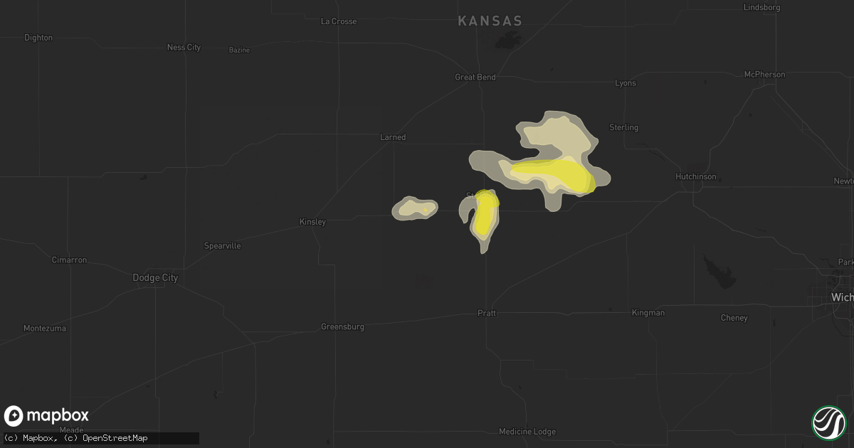 Hail map in Macksville, KS on October 3, 2018