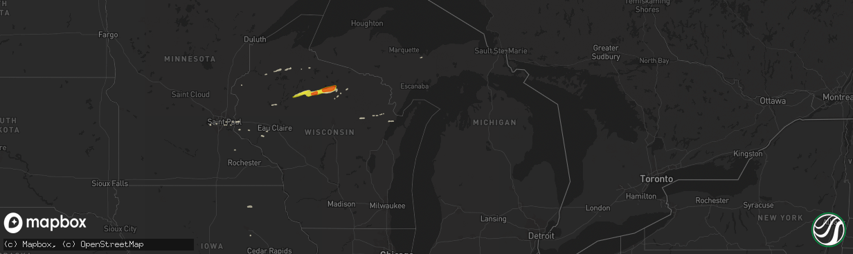 Hail map in Michigan on October 3, 2018