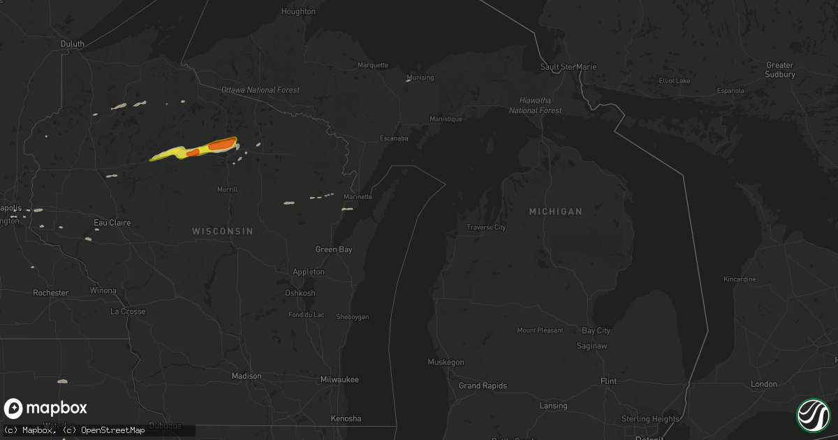 Hail map in Michigan on October 3, 2018