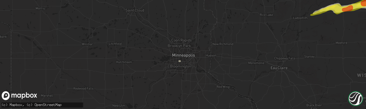 Hail map in Minneapolis, MN on October 3, 2018