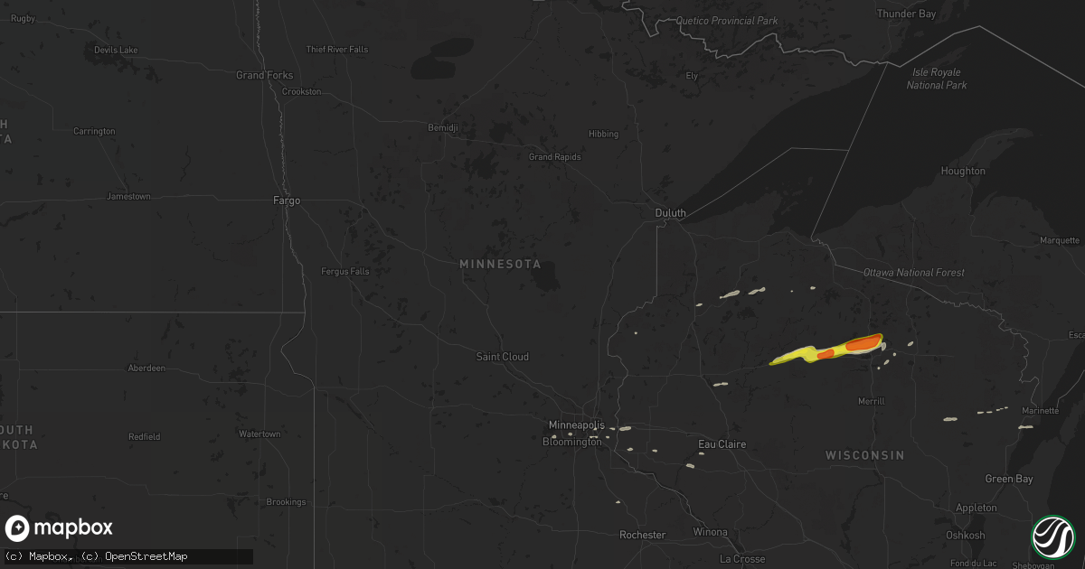 Hail map in Minnesota on October 3, 2018