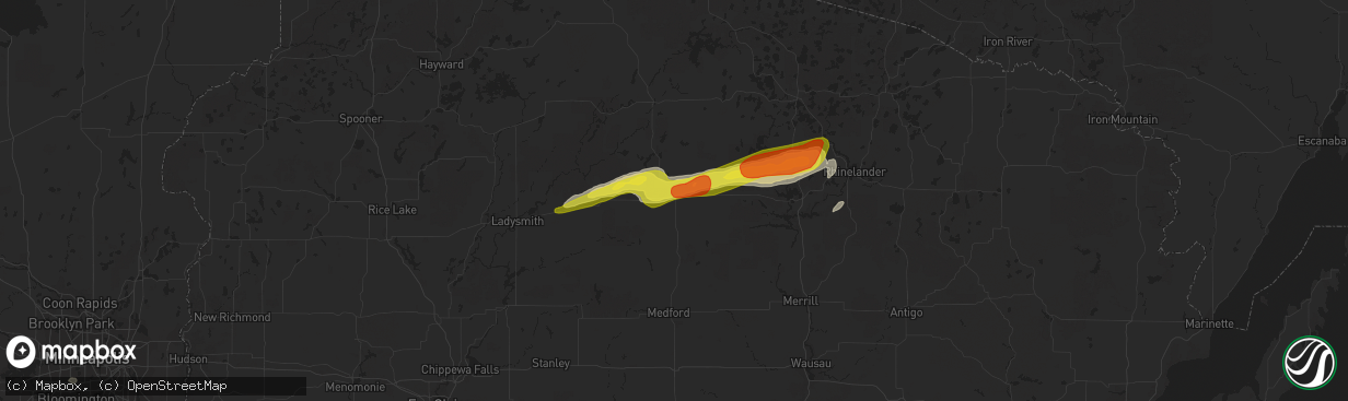 Hail map in Prentice, WI on October 3, 2018