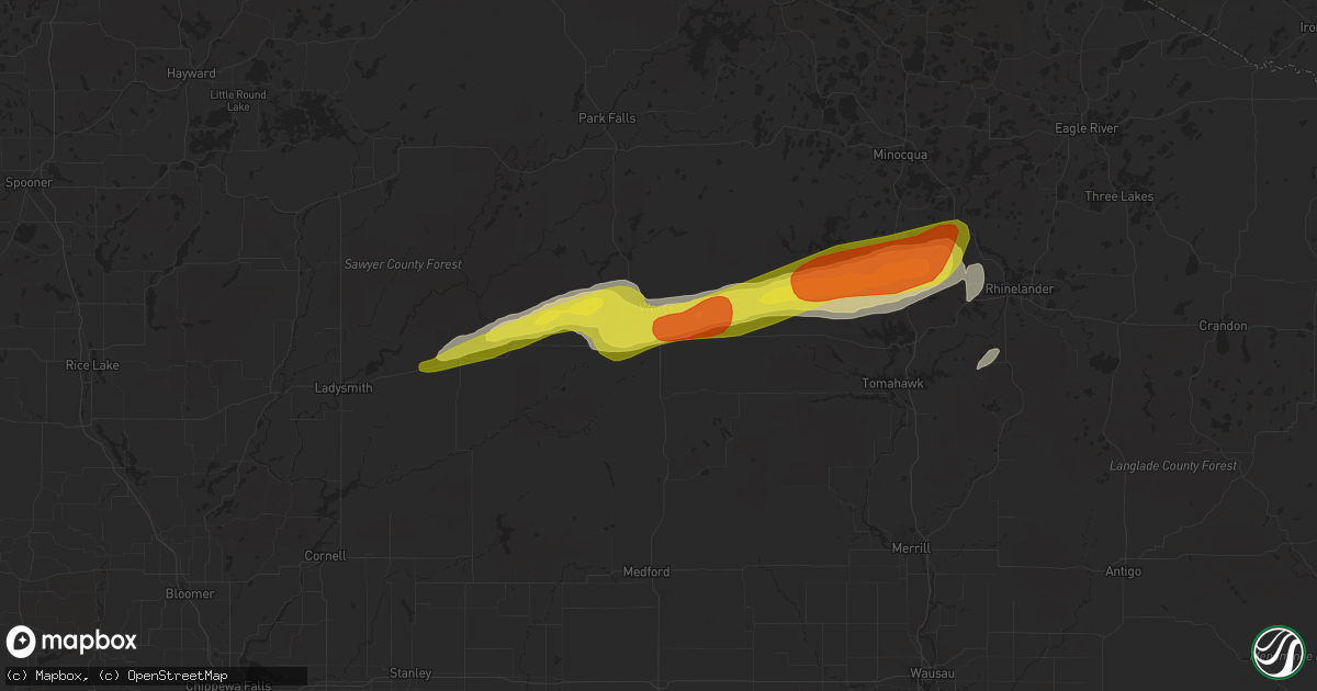 Hail map in Prentice, WI on October 3, 2018
