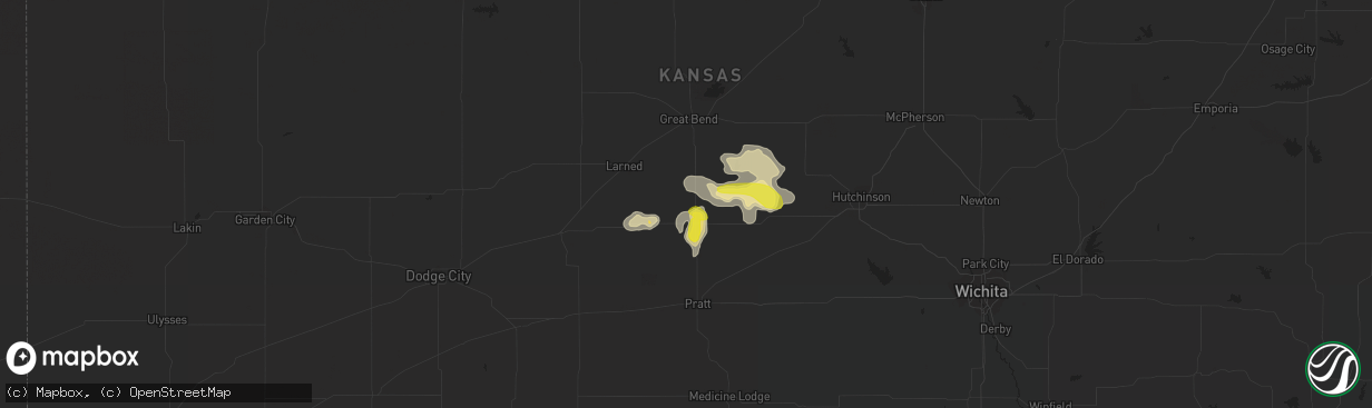 Hail map in St John, KS on October 3, 2018